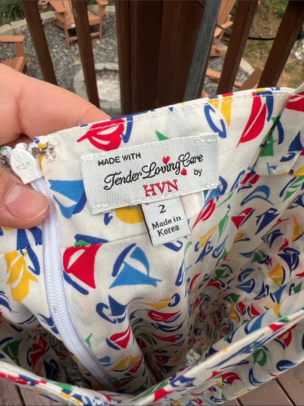 HVN • Primary colors sailboat print poplin cotton mini dress - Picture 2 of 6
